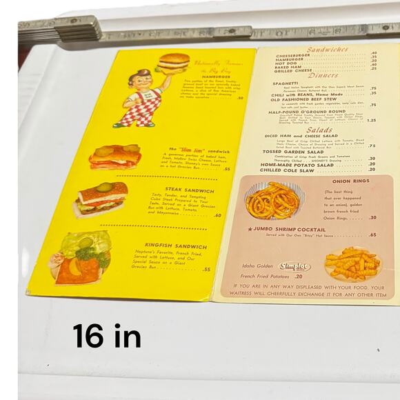 Vintage 1960s Shoney’s Big Boy Menu Restaurant Diner Authentic Alex Schoenbaum - Picture 13 of 16